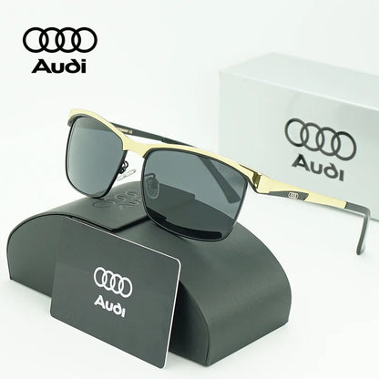 Audi Polarized Driving Sunglasses – UV400 Anti-Glare Alloy Frame | Rectangle Pilot Style