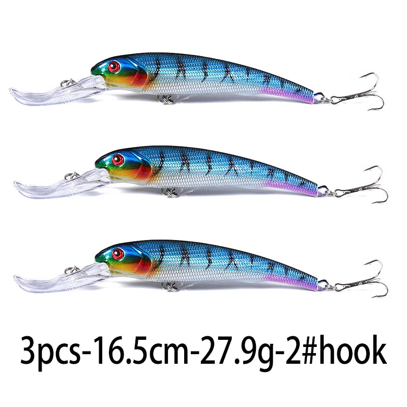 165mm 28g Deep Diving Minnow Fishing Lure – Hard Bait Wobbler for Bass, Pike &amp; Sea Fishing
