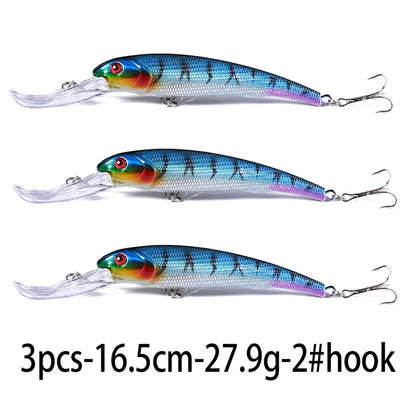 165mm 28g Deep Diving Minnow Fishing Lure – Hard Bait Wobbler for Bass, Pike &amp; Sea Fishing