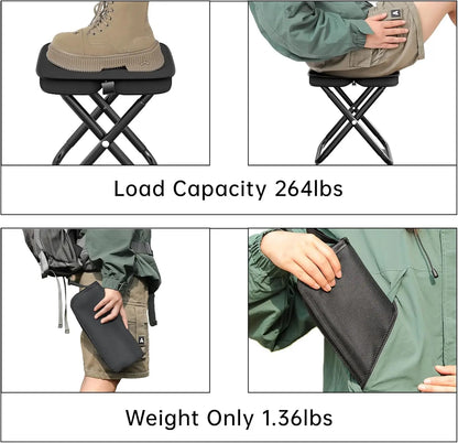 Ultralight Folding Camping Stool – Pocket-Sized 900D Oxford Seat for Fishing, Hiking, Backpacking &amp; Picnic