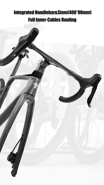 Cheap Mechanical Shifting Carbon Road Disc Bike 700*28C RS-24S Hydraulic Brake Racing Bicycle With Carbon 3K Handlebar For Sale
