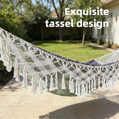 Bohemian Fringed Hammock – Single &amp; Double Person for Outdoor Garden &amp; Camping