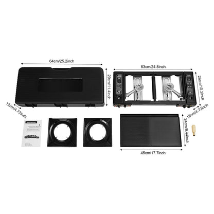2500W Portable Camping Stove 2 Burners Camping Stove with Baking Tray&amp;Portable Case use  Butane or LPG Home Application Outdoor