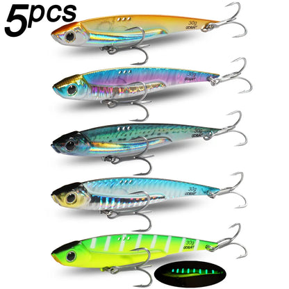 GOBAIT Metal VIB Fishing Lure Kit – 20g, 25g &amp; 30g | Holographic Laser Skin | Treble Hook | Sea, Pike &amp; Bass