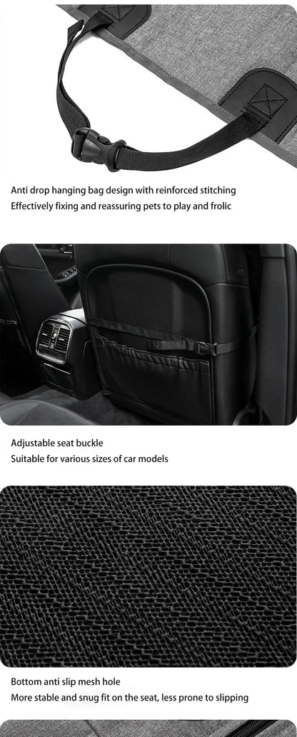 Waterproof Dog Car Seat Cover &amp; Hammock – Plaid Nylon | Breathable | Small, Medium &amp; Large Dogs | Gray &amp; Black