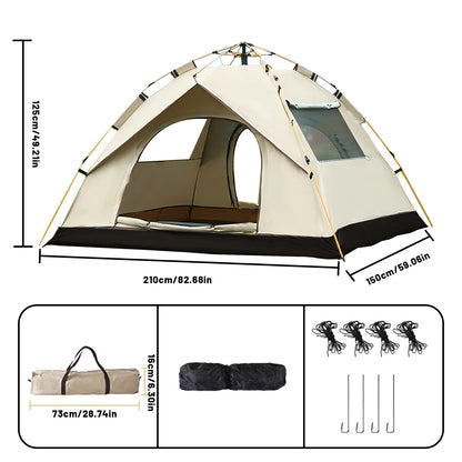 Instant Golden Pop-Up Tent – Portable 3-4 Person Sun &amp; Rain Shelter for Beach &amp; Camping