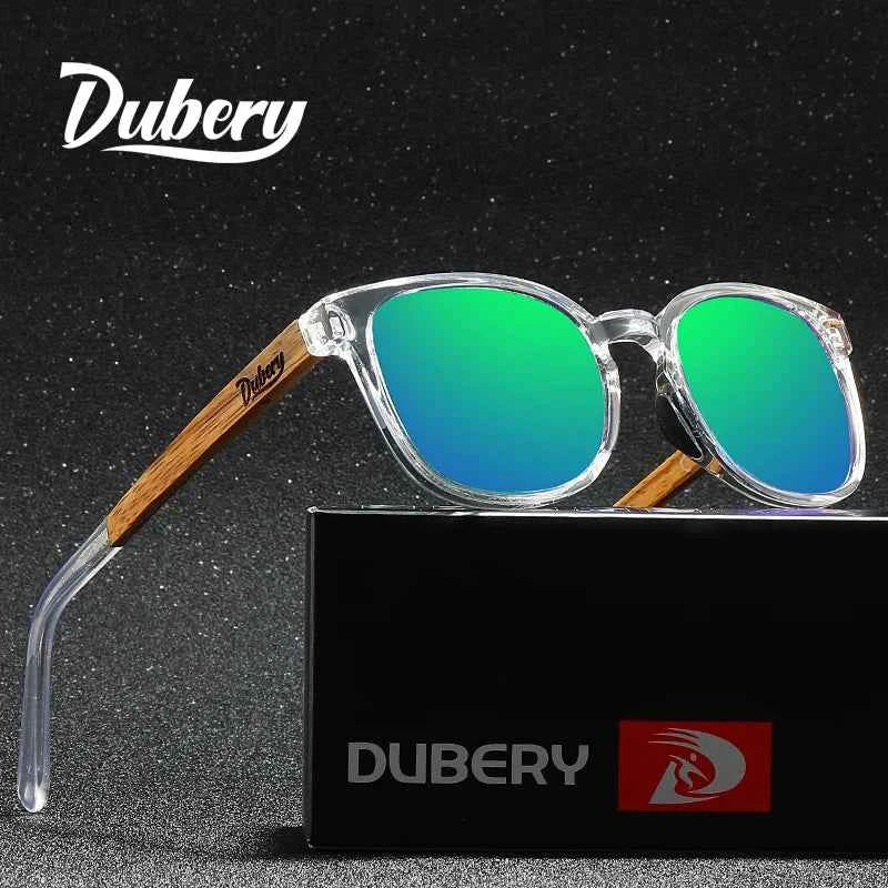 DUBERY Natural Wood Polarized Sunglasses – UV400 Rectangle Frame for Men