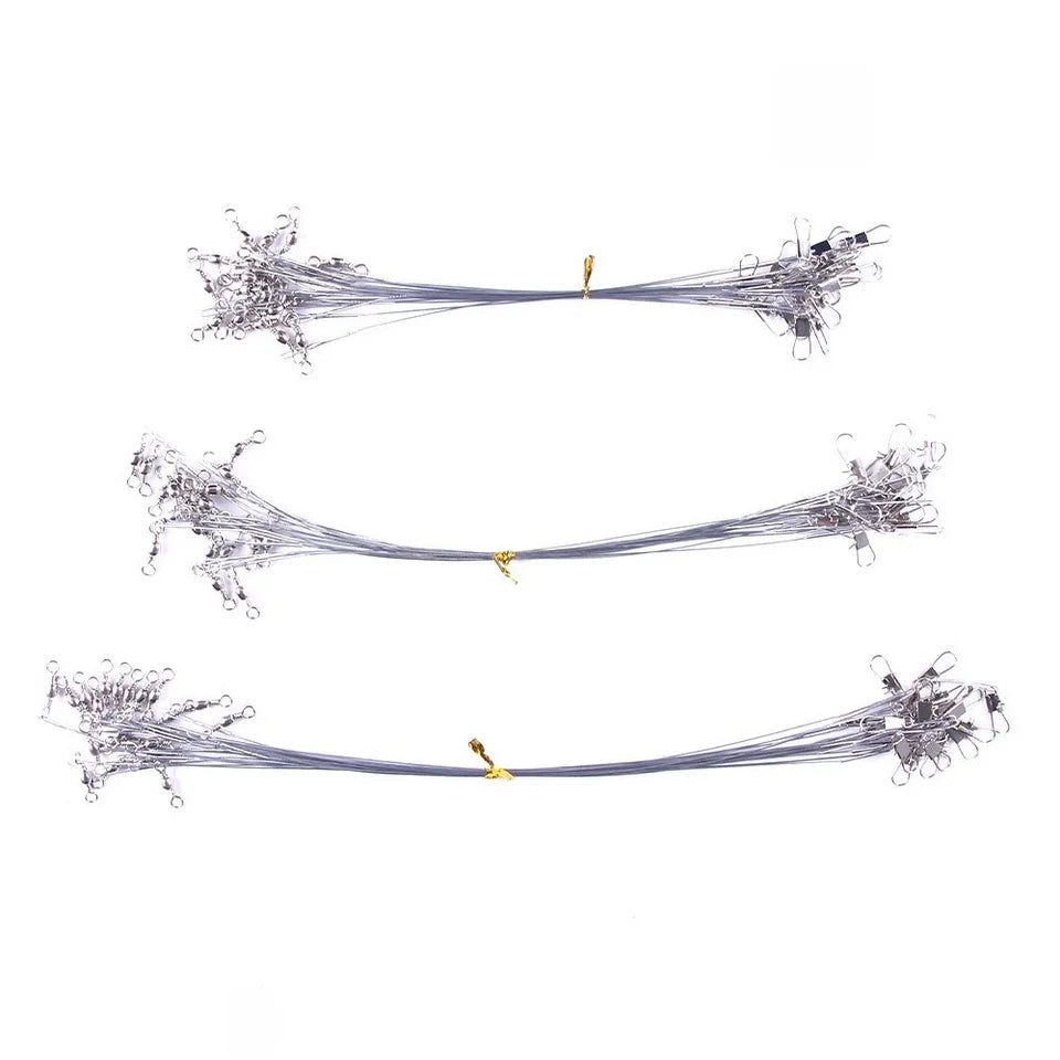 Anti Bite Steel Fishing Line Steel Wire Leader With Swivel Fishing ,  Leash Fishing Wire 15cm 20cm  30cm