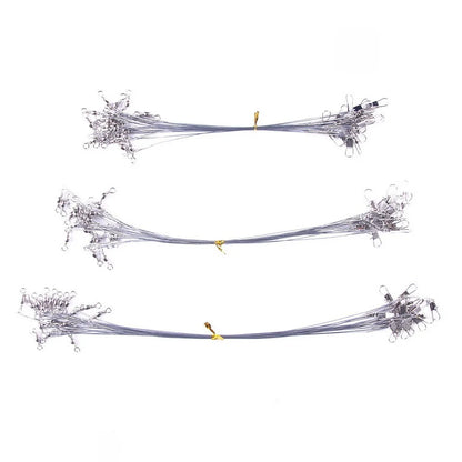 Anti Bite Steel Fishing Line Steel Wire Leader With Swivel Fishing ,  Leash Fishing Wire 15cm 20cm  30cm