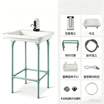 Portable Folding Camping Sink – Outdoor Wash Basin &amp; Water Station | Short &amp; High, Yellow &amp; White