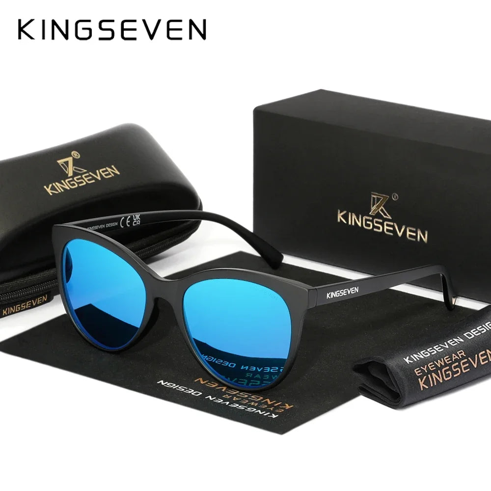 KINGSEVEN 7825 Polarized Oversized Cat Eye Sunglasses – Plastic Frame, UV400, Unisex