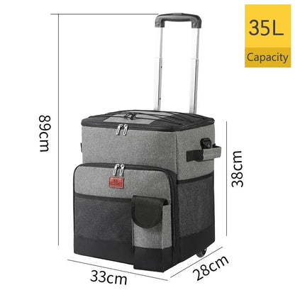 43L Rolling Cooler Bag with Removable Wheels &amp; Handle – Insulated Portable Cooler for Camping, Beach &amp; Travel