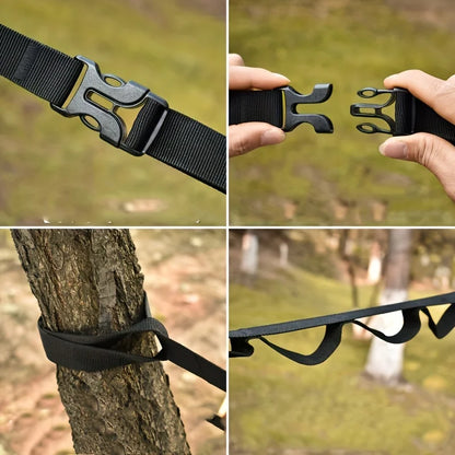 Campsite Storage Strap with 19 Hooks  for Hanging Camping Equipment, Durable Campground Organizer