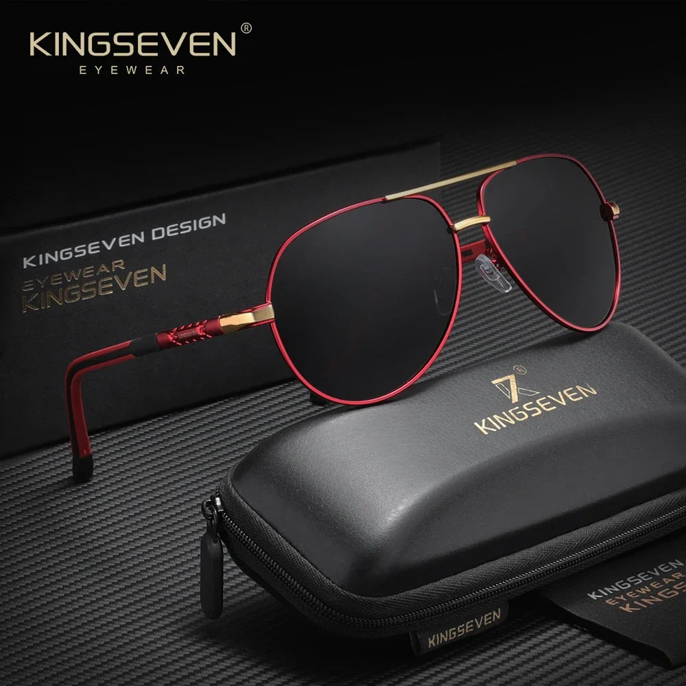KINGSEVEN 7252 Pilot Sunglasses – Aluminium-Magnesium, Polarized Mirror, Anti-Reflective, Unisex