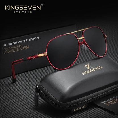 KINGSEVEN 7252 Pilot Sunglasses – Aluminium-Magnesium, Polarized Mirror, Anti-Reflective, Unisex