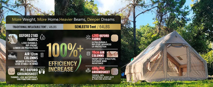 SENLEETO 6-8 Person Inflatable Camping Tent | Stove Jack, AC Vent &amp; Pump Included