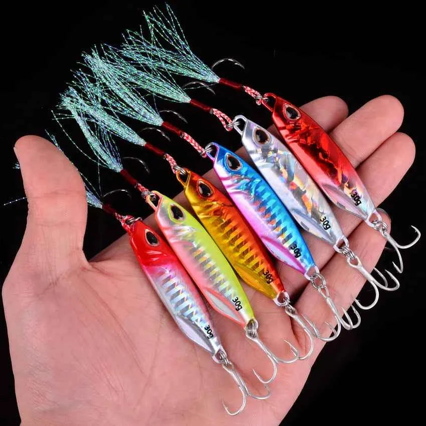 Metal Cast Jig Spoons – 10-Pack | Double Hook | 10g / 20g / 30g | Bass, Trout & Saltwater Trolling
