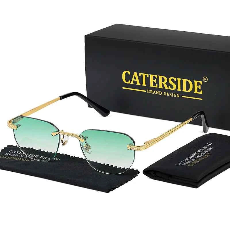 Retro Rimless Pilot Sunglasses – UV400 Copper Frame for Men & Women