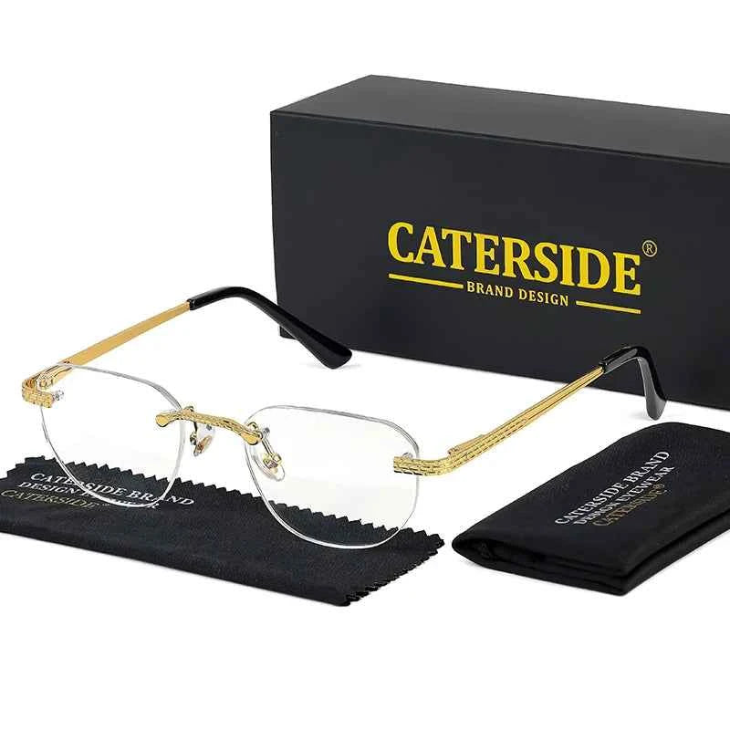 CATERSIDE New Retro Rimless Sunglasses Men Pilot Cupronickel Frame Brand Design Sun Glasses Women Festival Party Travel Eyewear