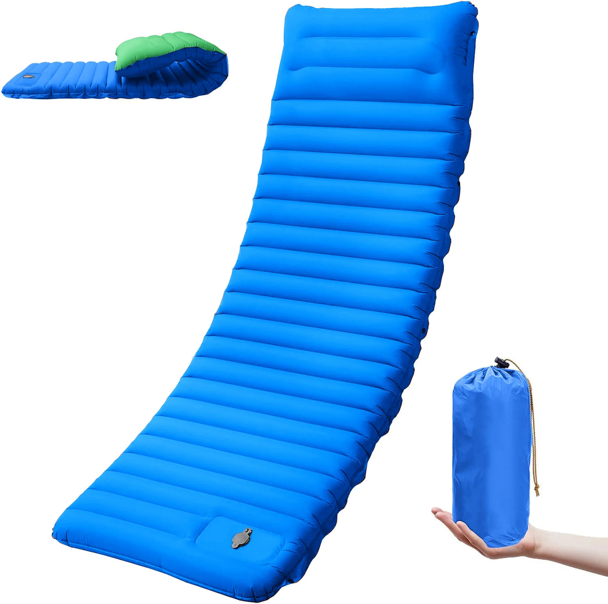 4-Inch Self-Inflating Camping Sleeping Pad – Extra Thick TPU Nylon Mat, Spliceable, for Hiking &amp; Outdoor Use