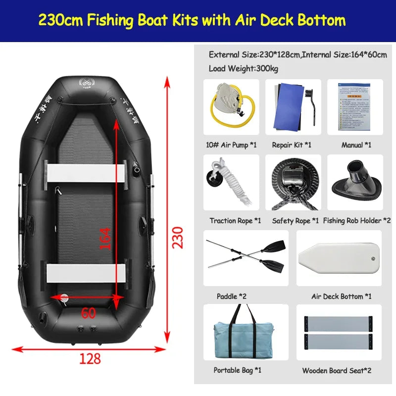 Professional Boat Raft Inflatable Set Dinghy Rowing Boats for Adults Kayak Canoe Fishing Tear-Resistant Foldable Drifting Boat