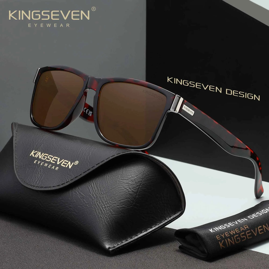 KINGSEVEN Zebra Pattern Polarized Sunglasses – Retro Rectangle, UV400, Unisex