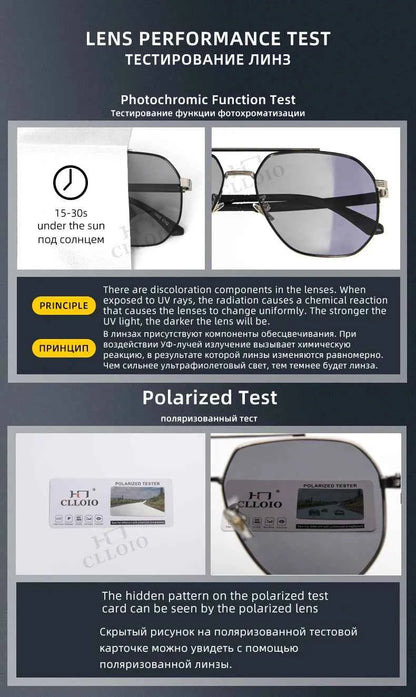 CLLOIO Classic Photochromic Sunglasses Men Women Polarized Driving Shades Sun Glasses Travel Anti-glare Chameleon Glasses