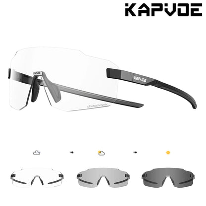 Kapvoe Photochromic Cycling Glasses – UV400 Lightweight MTB Bike Eyewear for Running, Skiing &amp; Outdoor Sport