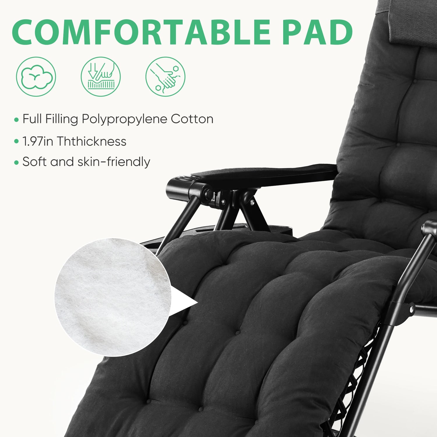 Zero Gravity Recliner Chair – Folding Outdoor Lounge Chair with Cushion, Cup Holder &amp; Headrest