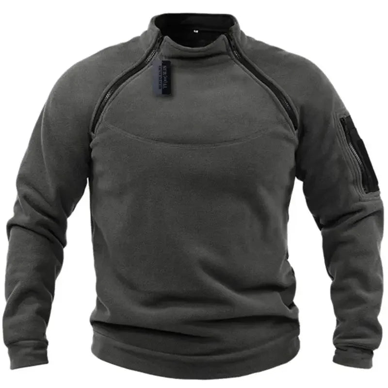 Tactical Sweatshirt Men Thick Double Zipper Fleece Hoodie Pullover Casual Outdoor Sports Long Sleeve Jacket Warm Breathable New