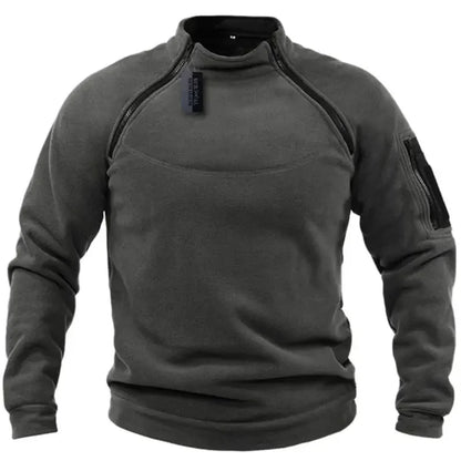 Tactical Sweatshirt Men Thick Double Zipper Fleece Hoodie Pullover Casual Outdoor Sports Long Sleeve Jacket Warm Breathable New