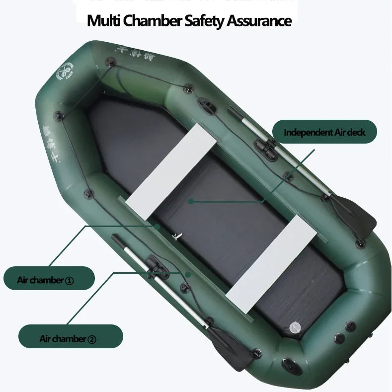 1.75~3.6m Green Fishing Kayak PVC Inflatable Boat with Air Deck Bottoms Set Fishing Boat Raft Rubber Dinghy Inflatable Clip Net