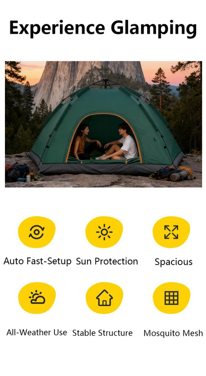 1 Green Camping Tent Outdoor Portable Foldable Overnight Fully Automatic Thickened Beach Indoor Quick-Open