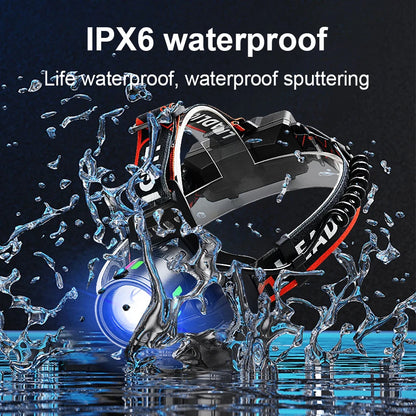 White Laser LED Headlamp – 50W Rechargeable Long-Range Head Torch for Camping, Fishing &amp; Hunting