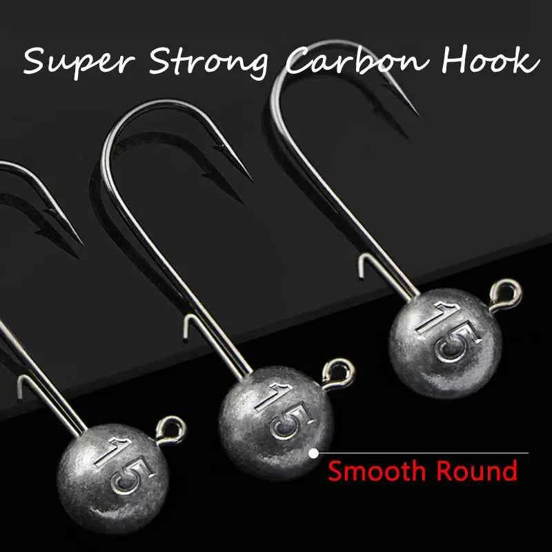 Round Ball Jig Heads – 50 Pack | Weedless Barbed Hook | 1g–20g | Bass, Crappie &amp; Trout