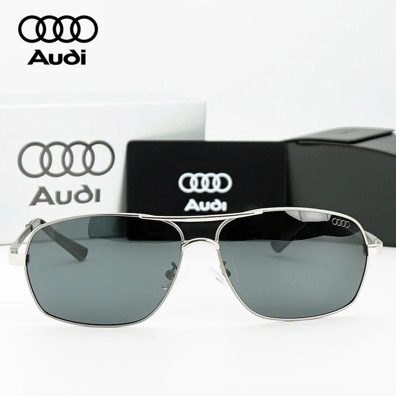 Audi Polarized Sunglasses – Unisex UV400 Anti-Reflective Alloy Frame Square Pilot Style with Original Case