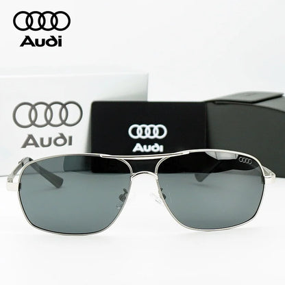 Audi Polarized Sunglasses – Unisex UV400 Anti-Reflective Alloy Frame Square Pilot Style with Original Case