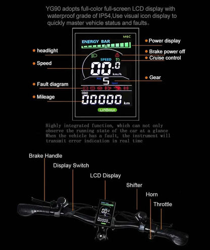 Electric Bicycle RANDRIDE YG90 1000W 48V17AH Hydraulic Brake E-bike with Full Suspension  21 Gears Shift Free Rack Electric bike