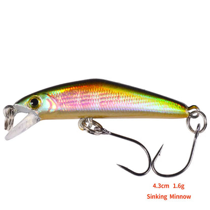43mm 1.6g Micro Sinking Minnow Fishing Lure – Hard Bait for Bass, Trout, Salmon &amp; Panfish