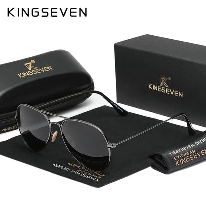 KINGSEVEN 7115 Pilot Polarized Sunglasses – Alloy Frame, Mirror, UV400, Unisex