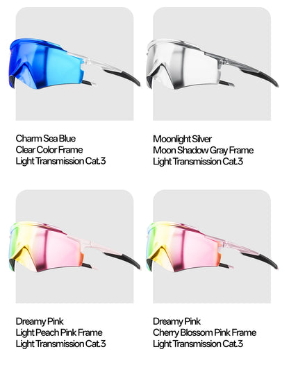 SCVCN Cycling Sunglasses – UV400 Waterproof Photochromic TR-90 Frame 146mm Wide Lens for MTB, Running &amp; Outdoor Sport