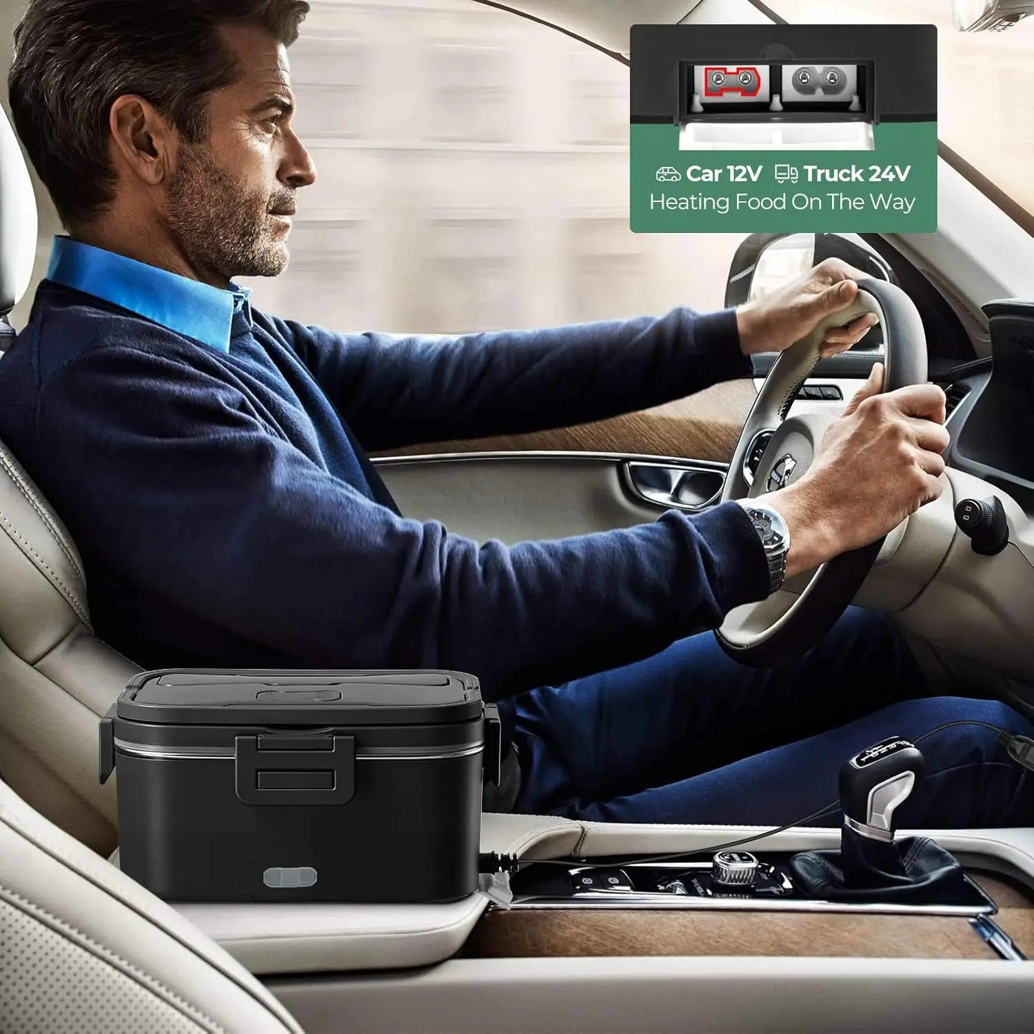 Electric Lunch Box for Adults 100W 1.8L Portable Heated Lunch Box for men,12V/24V/110V home/Car/Office/Truck,1,8L Removable