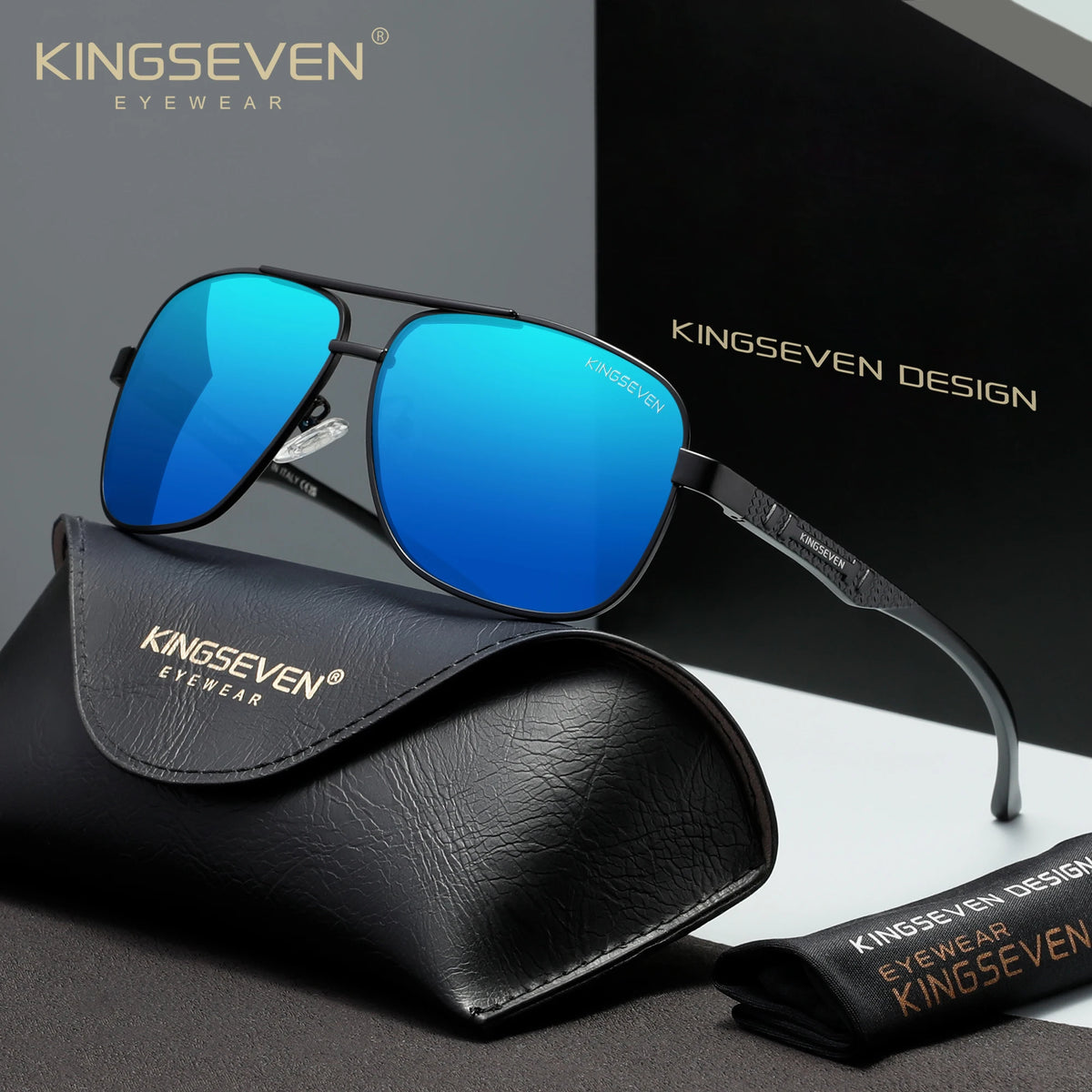 KINGSEVEN 7188 Polarized Square Sunglasses – Aluminium-Magnesium Frame, UV400, Unisex
