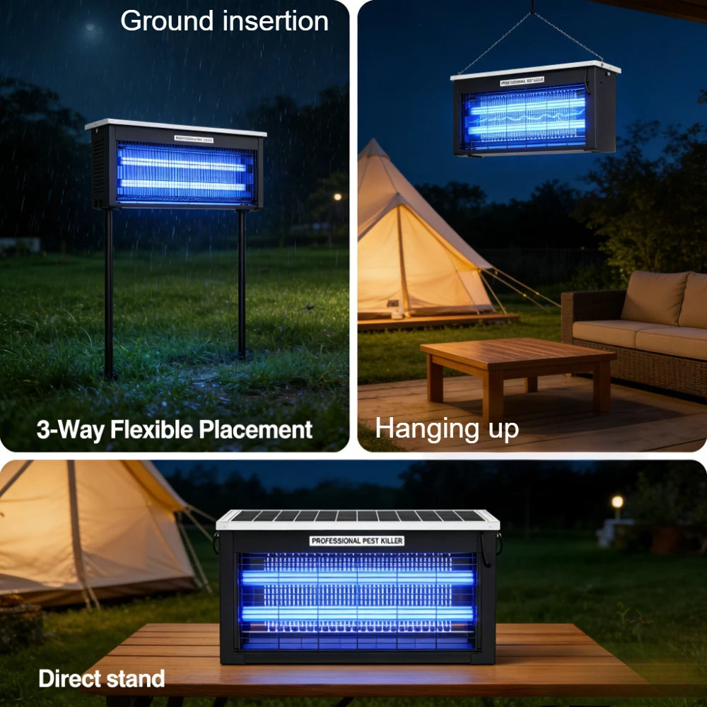 Solar Bug Zapper & Mosquito Killer Lamp – Waterproof UV Insect Trap for Patio, Garden & Camping