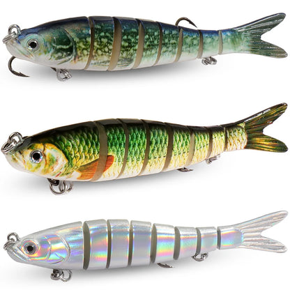 GOBAIT 3-Pack Jointed Swimbait – Slow Sinking Hard Lure with 3D Eyes, 11g / 16g / 27g