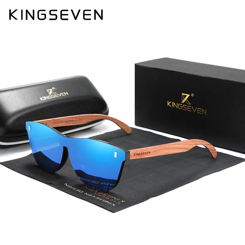 KINGSEVEN B5510 Natural Bubinga Wood Sunglasses – Oversized, Handmade, Unisex