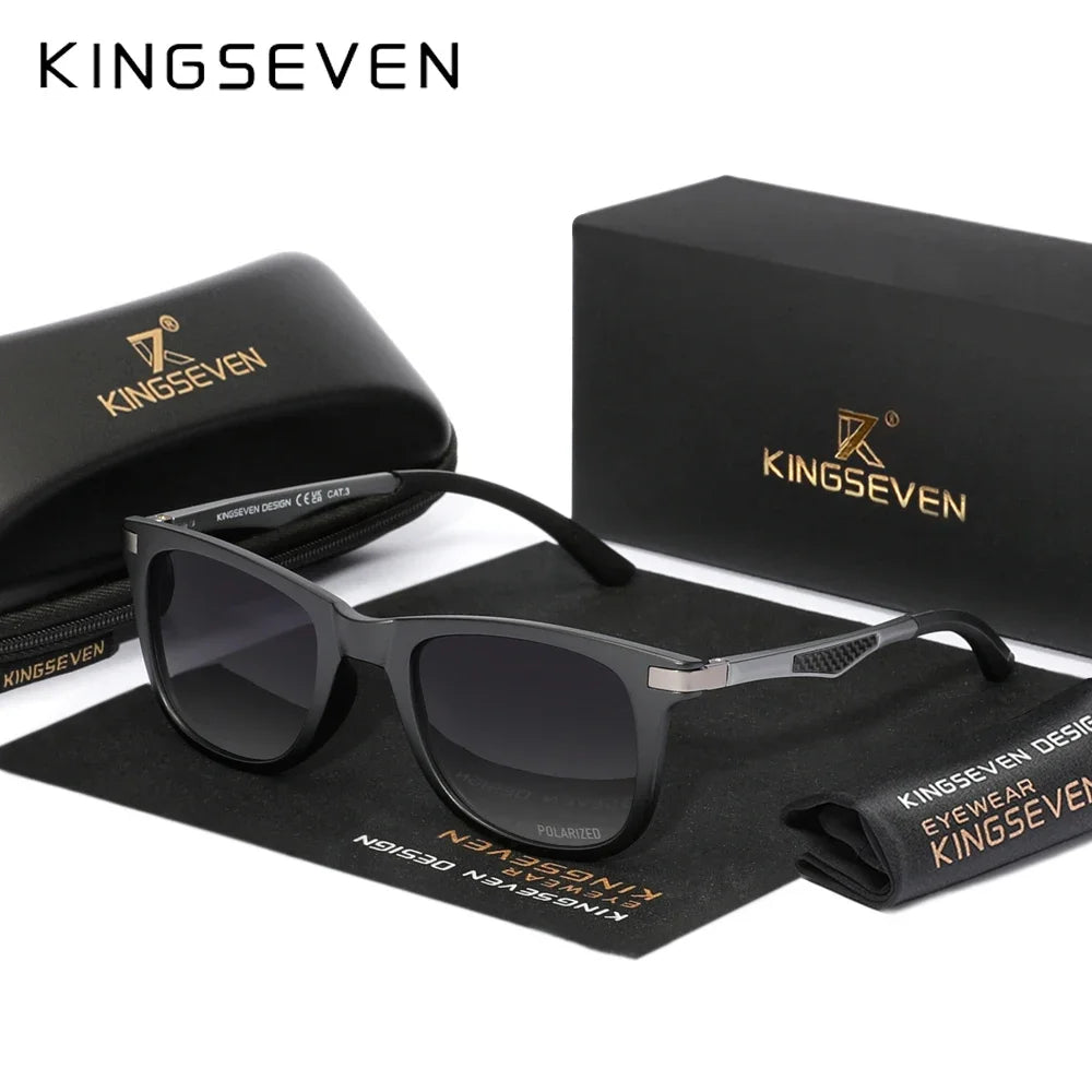 KINGSEVEN 7537 Polarized Sunglasses – Aluminium-Magnesium, Rectangle, UV400, Unisex