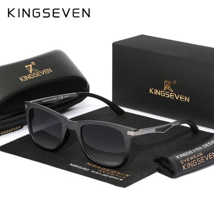 KINGSEVEN 7537 Polarized Sunglasses – Aluminium-Magnesium, Rectangle, UV400, Unisex