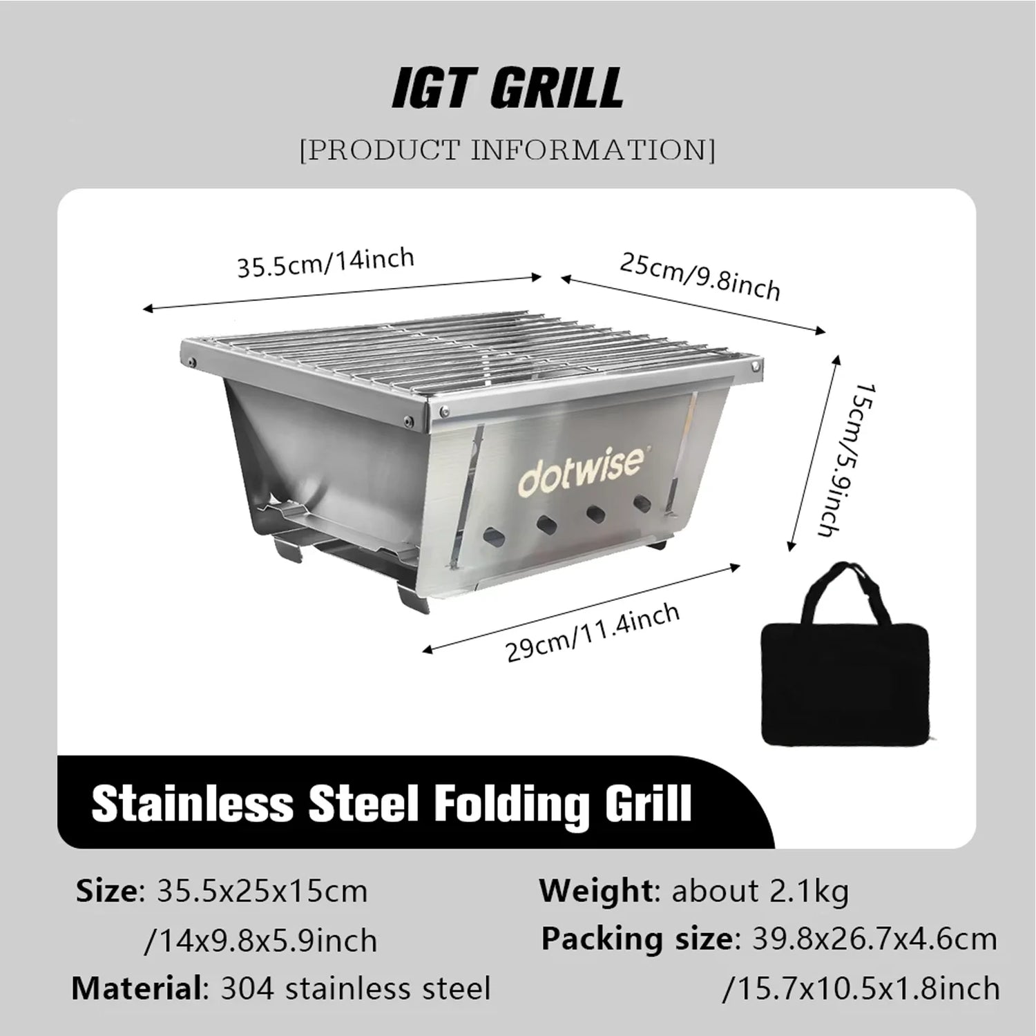 304 Stainless Steel Barbecue Grill Portable Outdoor Stove IGT Table Stove Folding Firewood Stove Barbecue Camping Stove