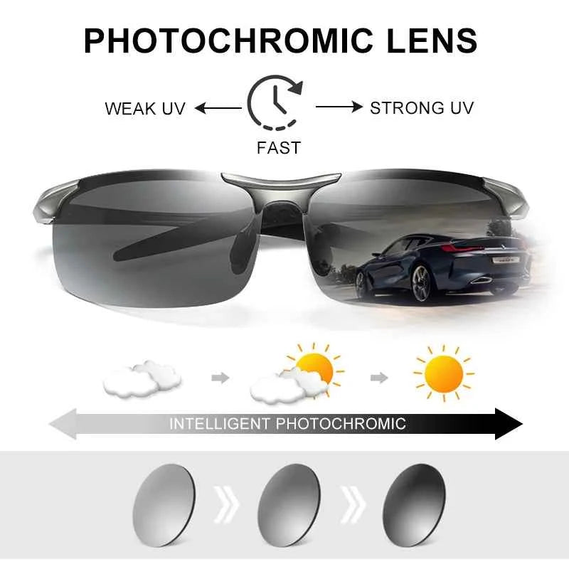 SZTZX Rimless Photochromic Sport Sunglasses – Polarized UV400 Cycling &amp; Driving Goggle